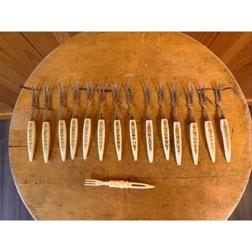 Vintage Mid Century Appetizer Fork Seafood Cheese Tray Lot Of 15 (6253)